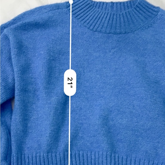 American Eagle Snow Stopper Sweater Bright Blue Cropped Knit Medium - Picture 11 of 13